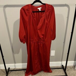 London Times Vibrant Red Long Sleeve Dress